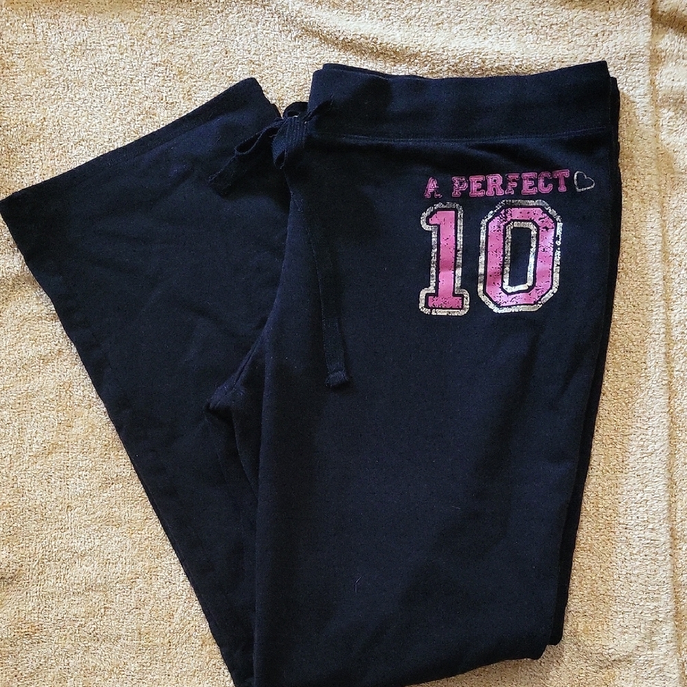 No Boundaries Black Track Pants with Pink Accents